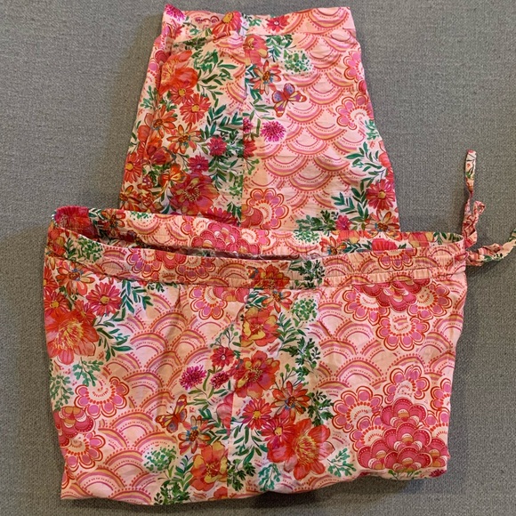 Johnny Was Floral Pajama Top - Pink and Green - Picture 2 of 5